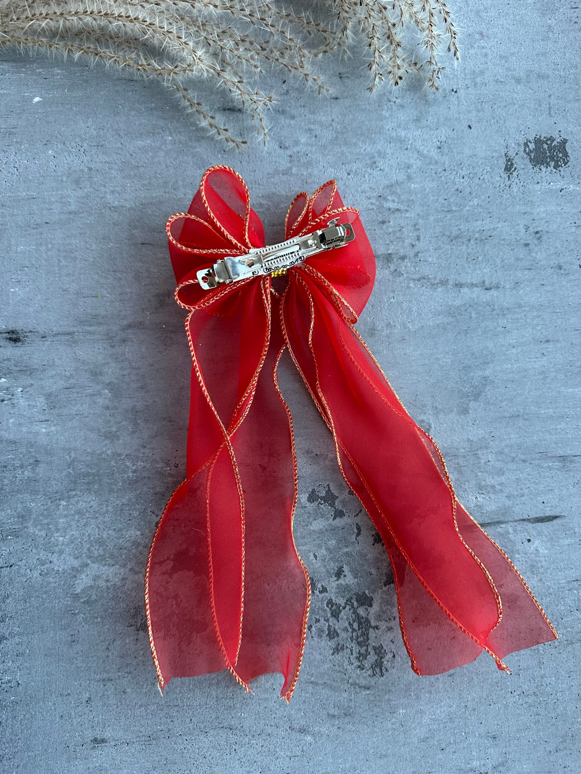 Plaukų kaspinas segtukas šventinis raudonas