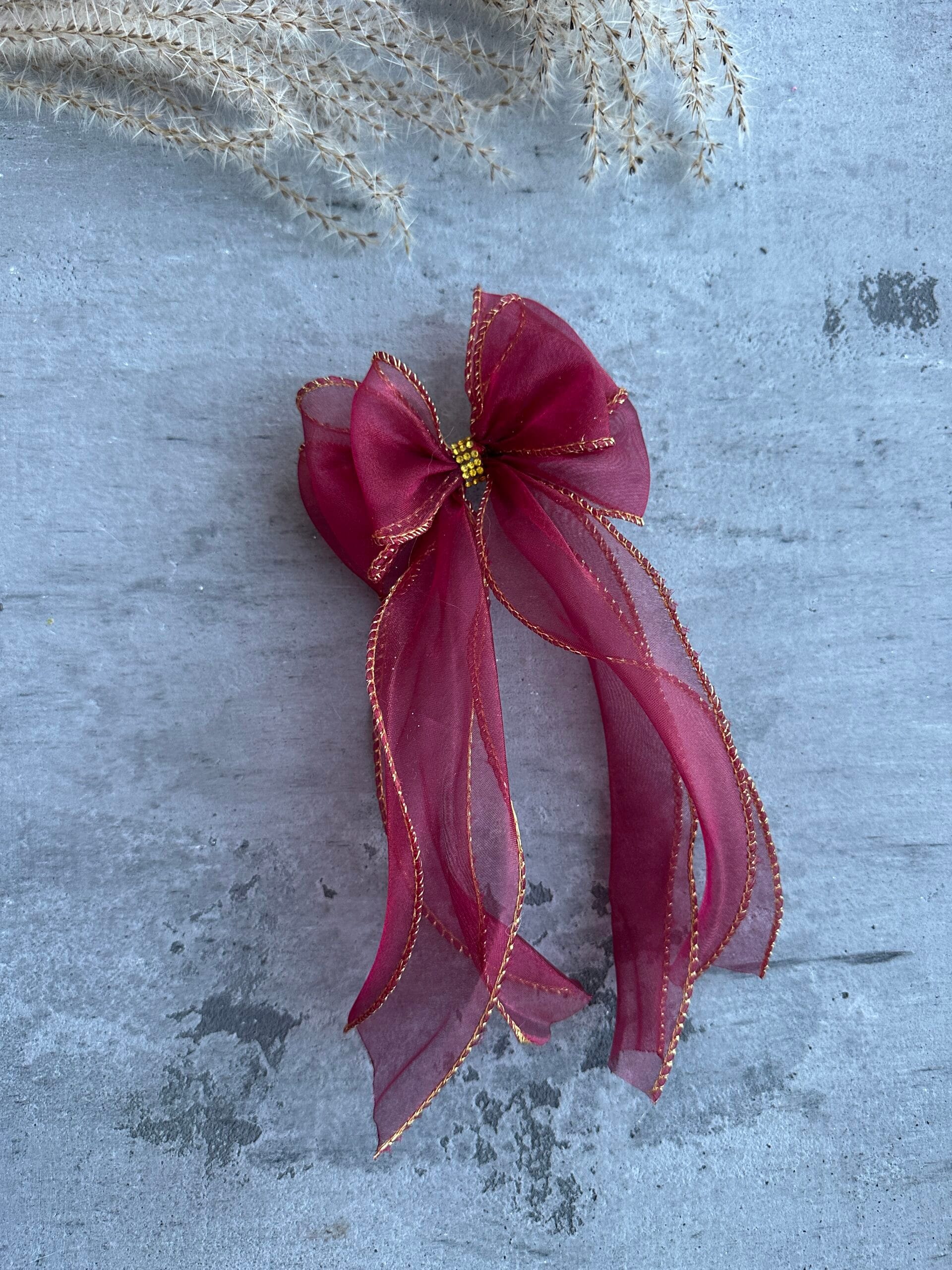 Plaukų kaspinas segtukas šventinis bordo