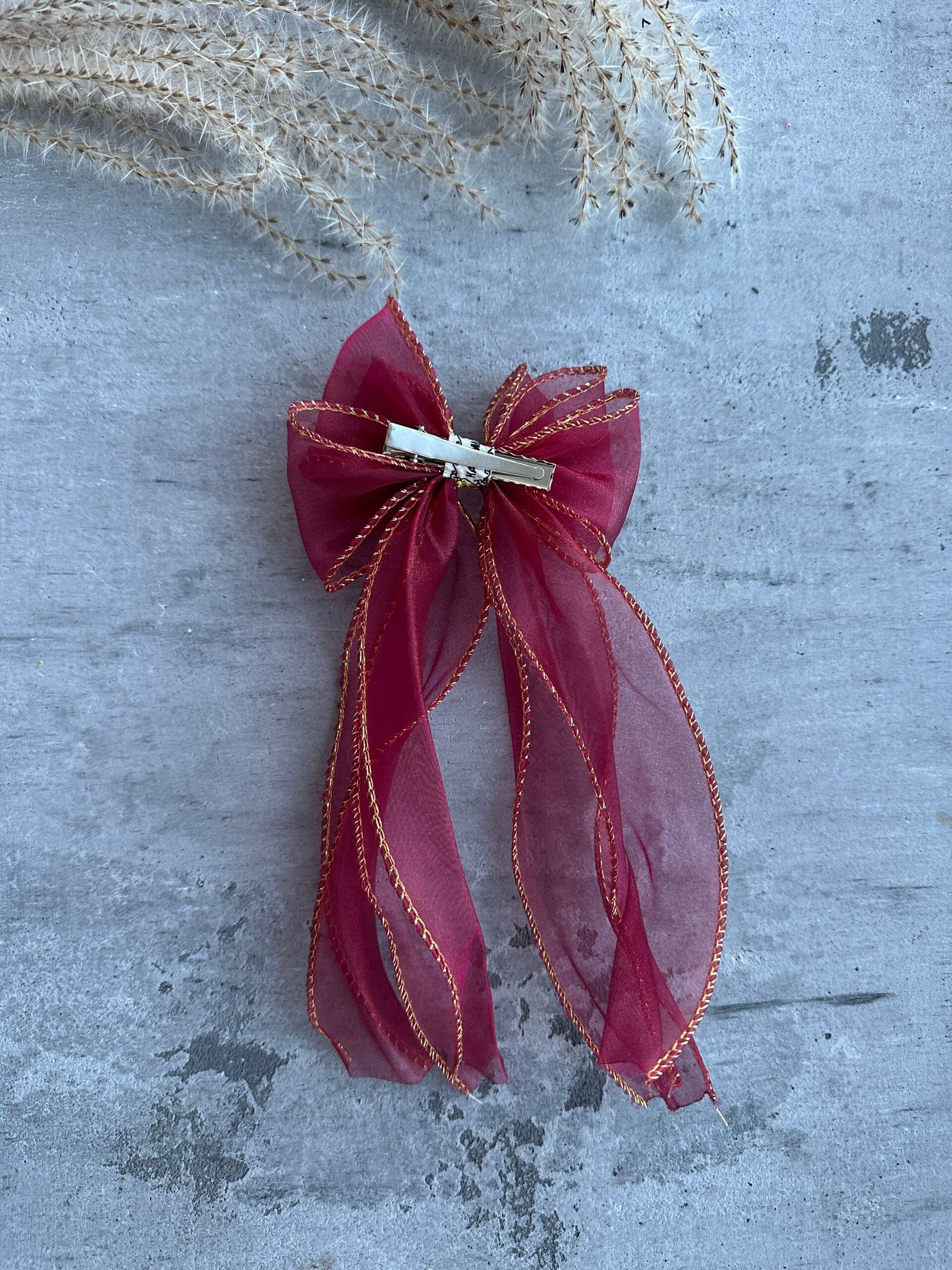 Plaukų kaspinas segtukas šventinis bordo