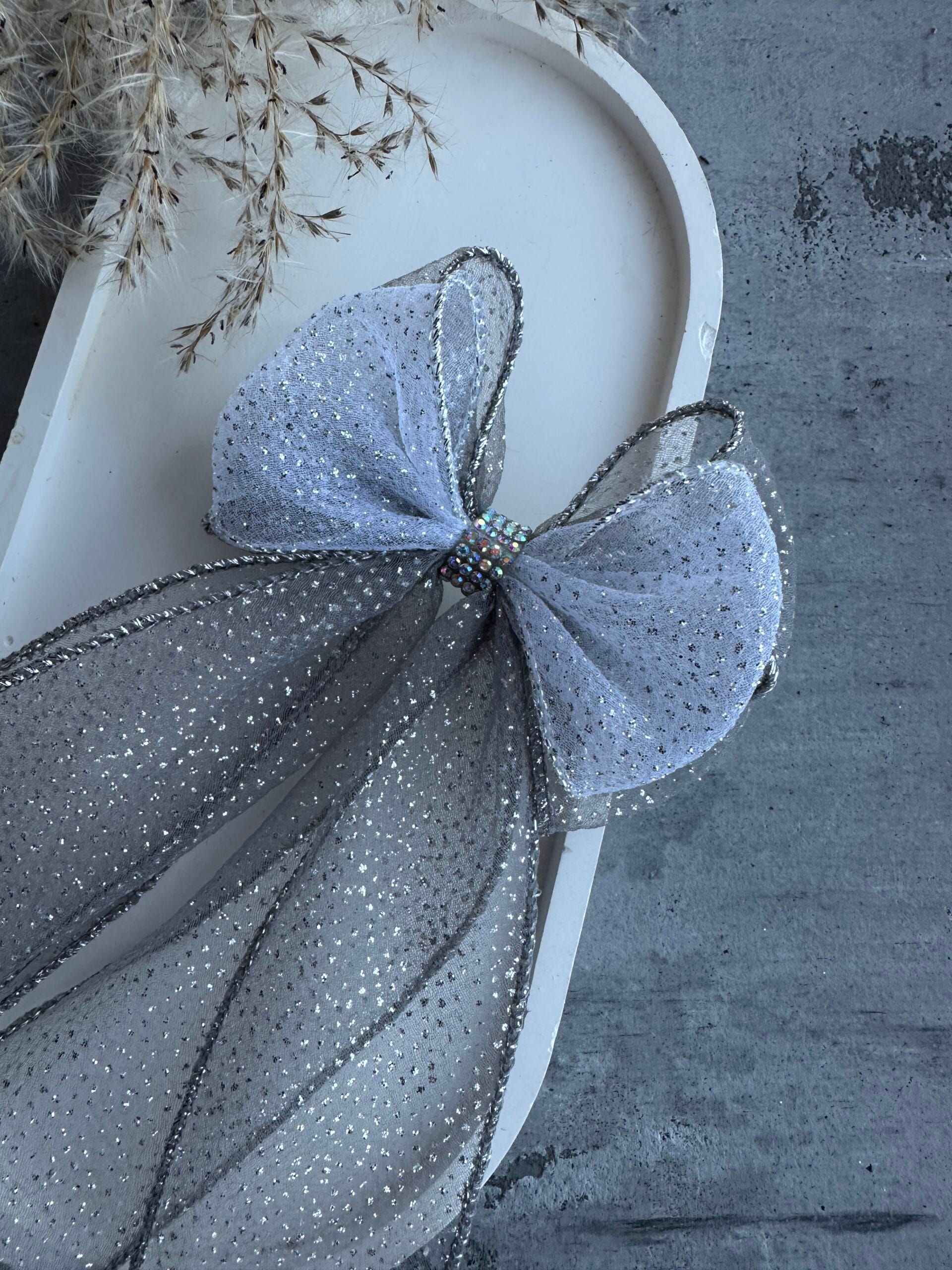 Plaukų kaspinas pilkas segtukas - Image 2