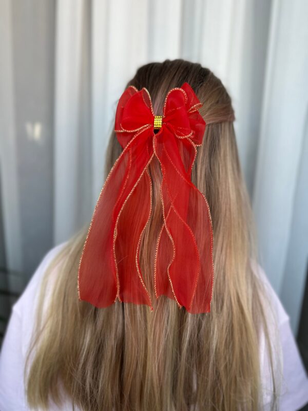 Plaukų kaspinas segtukas šventinis raudonas