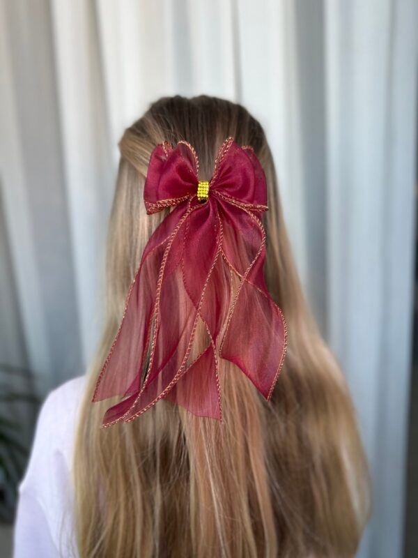 Plaukų kaspinas segtukas šventinis bordo