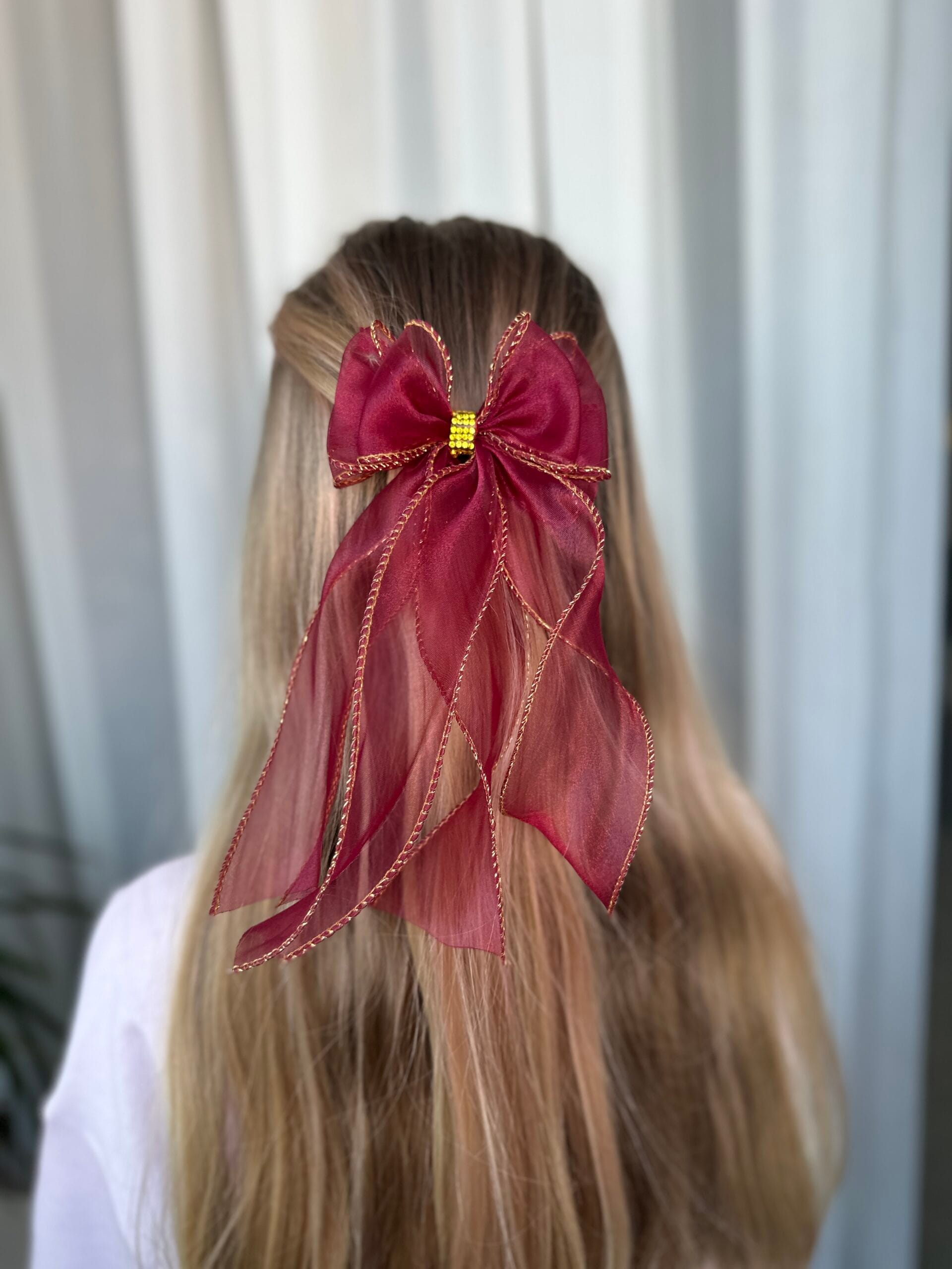 Plaukų kaspinas segtukas šventinis bordo