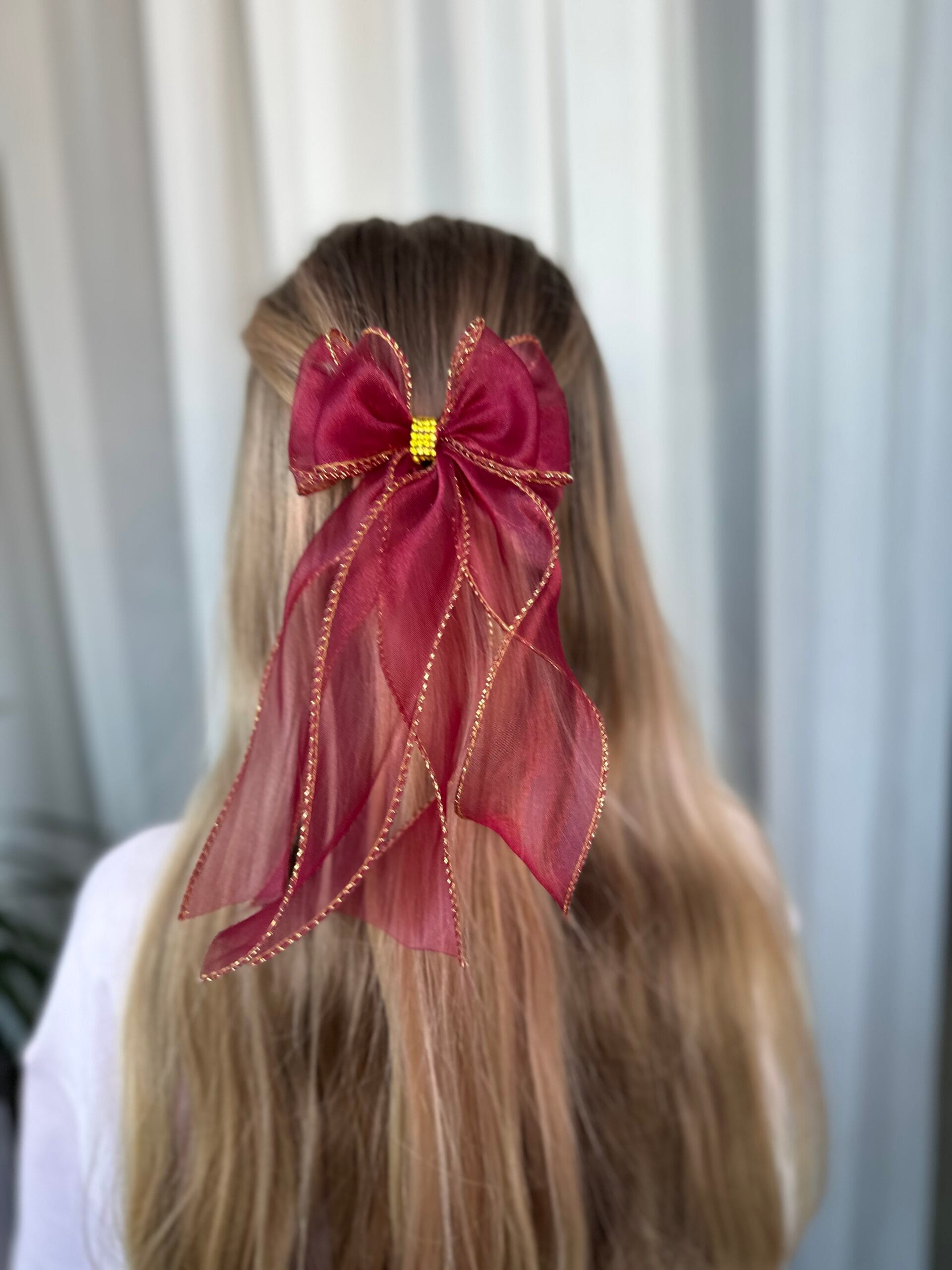 Plaukų kaspinas segtukas šventinis bordo spalvos