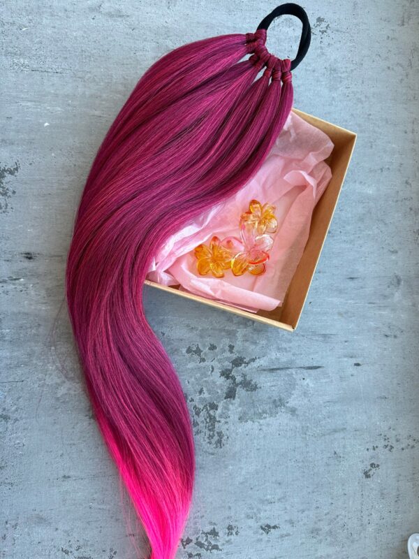 Spalvota plaukų gumytė ir plaukų spaustukas