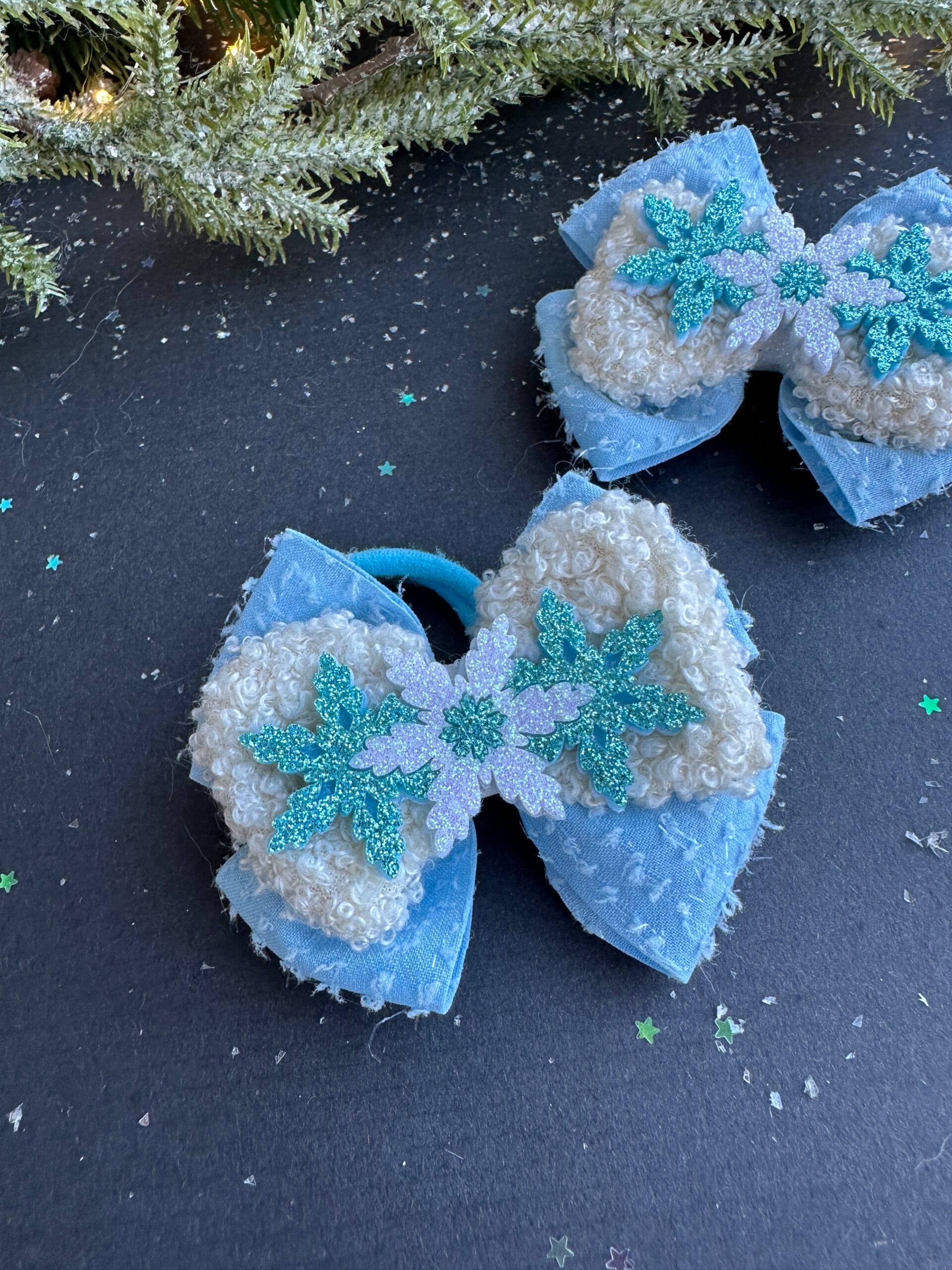 Plaukų gumytės mergaitėms snaigė žydra - Image 2