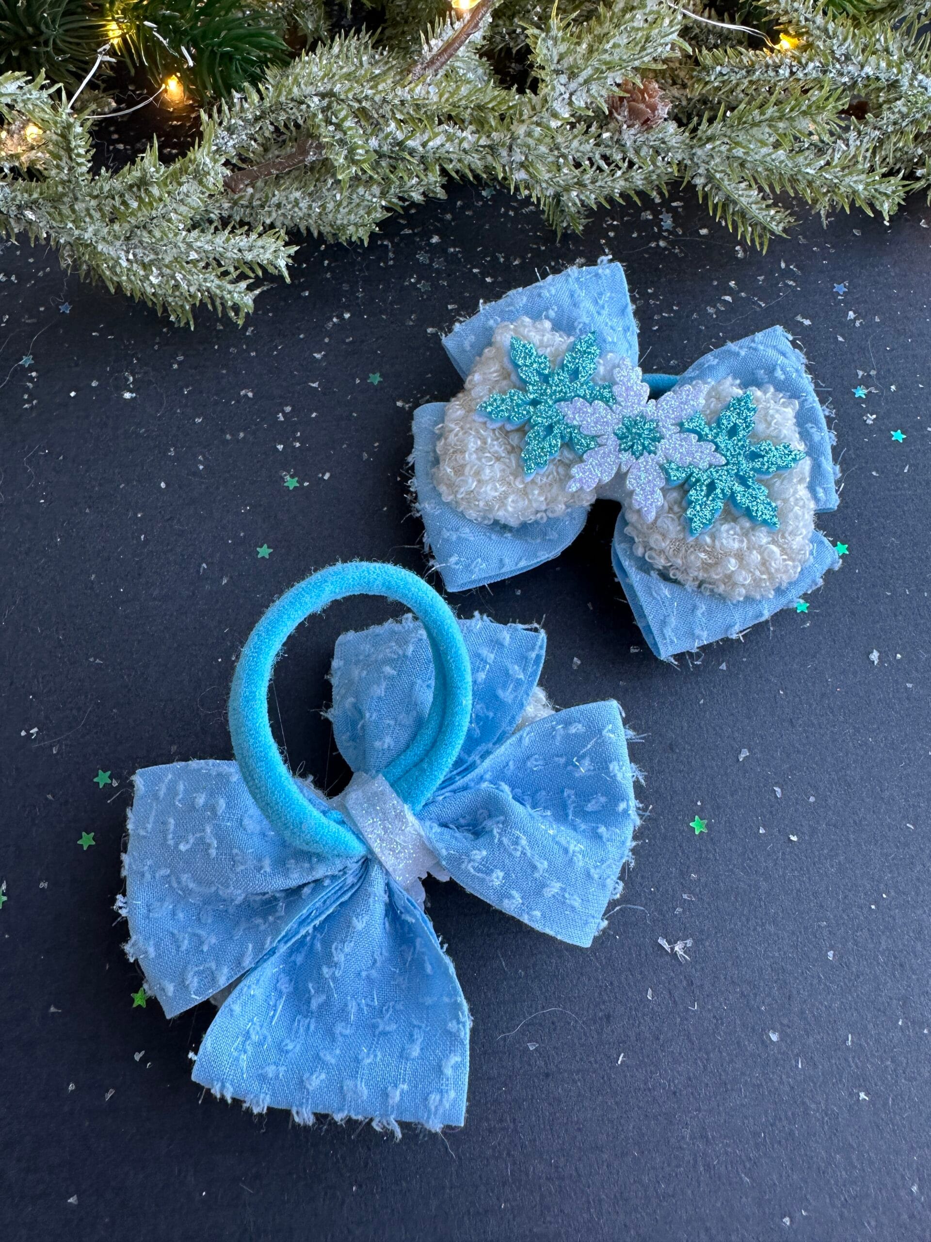 Plaukų gumytės mergaitėms snaigė žydra