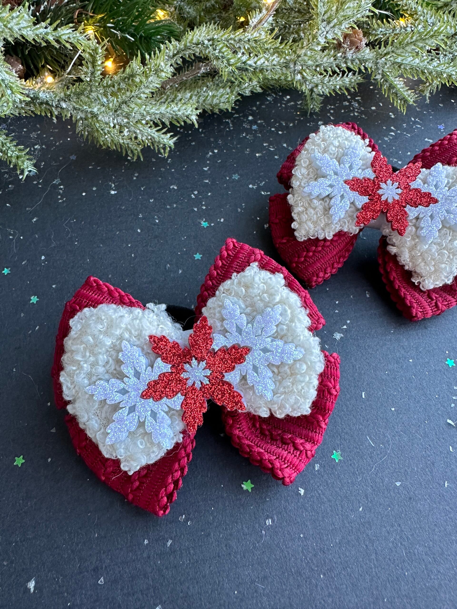 Plaukų gumytės mergaitėms snaigė bordo - Image 2