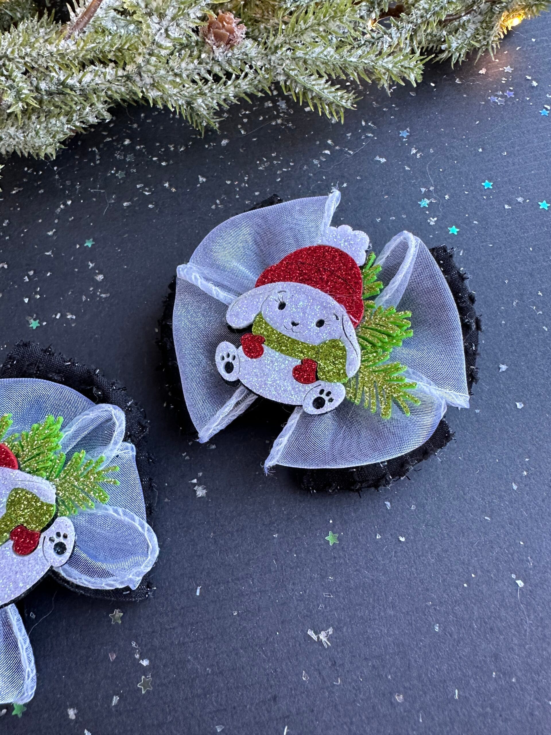 Plaukų gumytės mergaitėms kalėdiniai zuikiai - Image 2