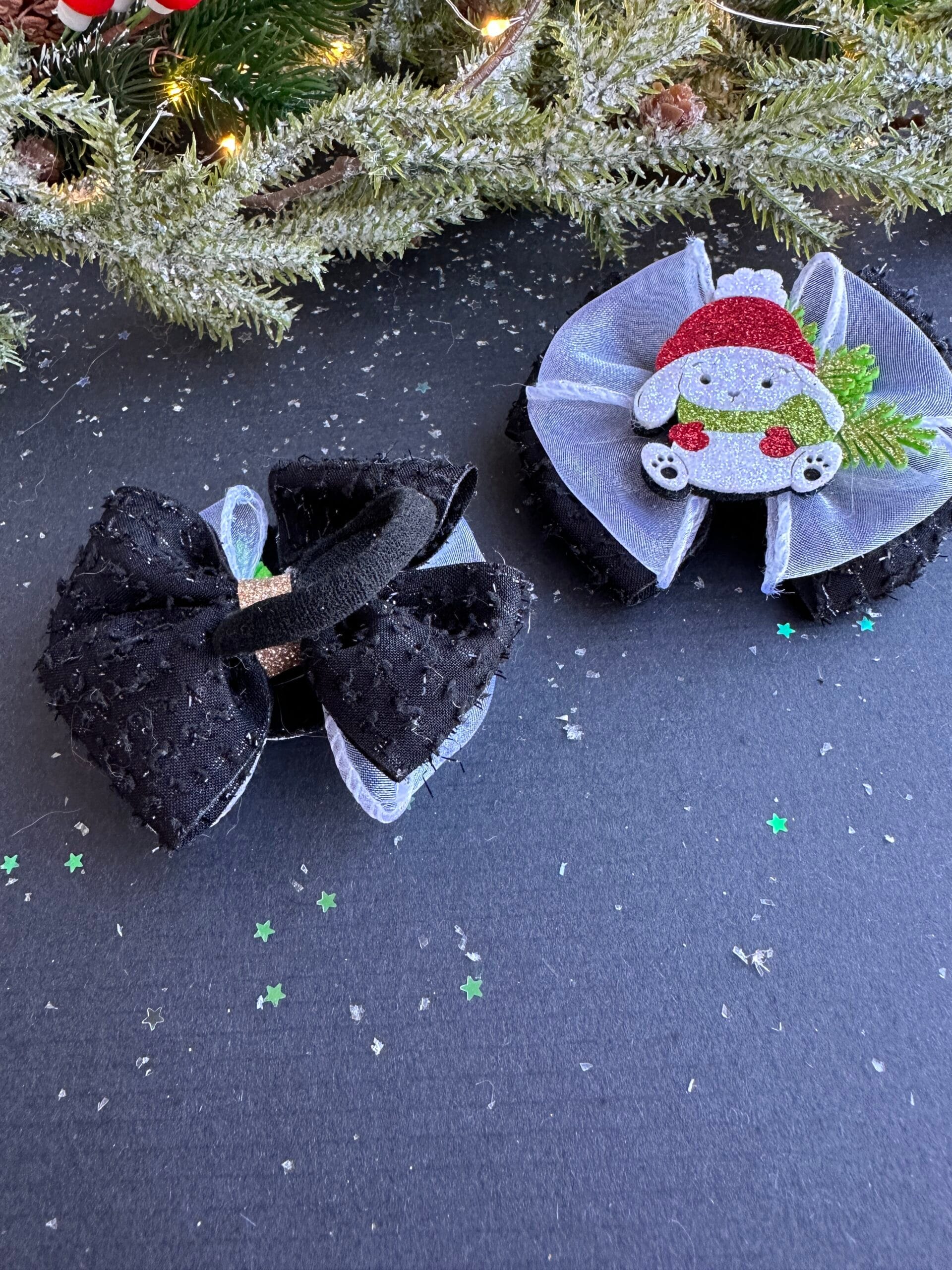 Plaukų gumytės mergaitėms kalėdiniai zuikiai