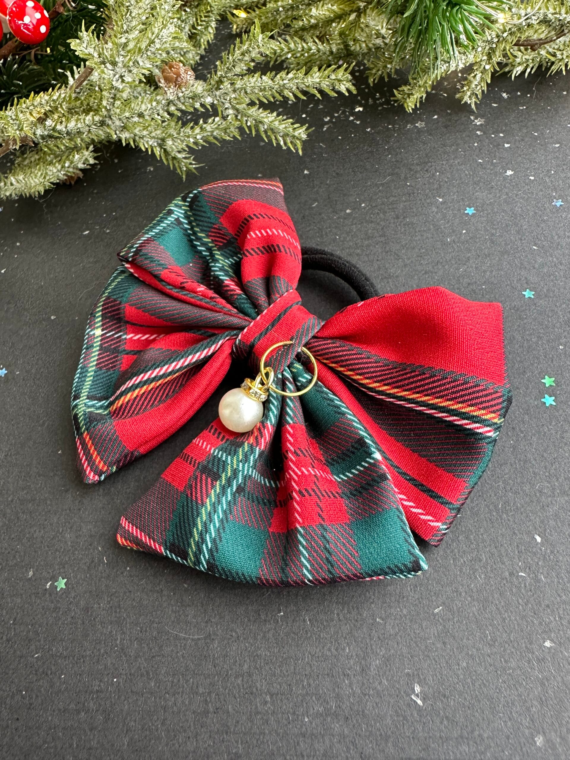 Plaukų kaspinas gumytė „Kalėdinis raštas“