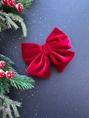 plaukų kaspinas segtukas raudonas barchatas