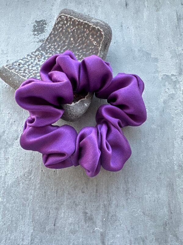 plaukų gumytė natūralaus šilko baklažanas