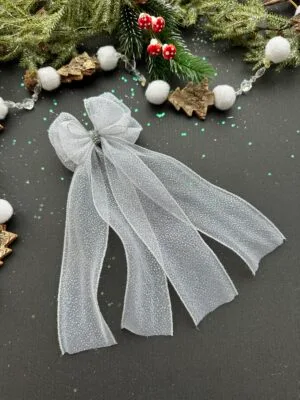 Plaukų kaspinas šventei segtukas baltas