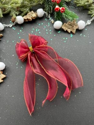 Plaukų kaspinas segtukas šventinis bordo spalvos