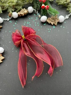 Plaukų kaspinas segtukas šventinis bordo spalvos