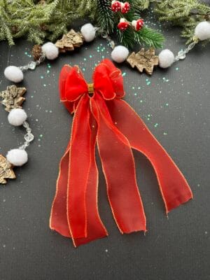 Plaukų kaspinas segtukas šventinis raudonas