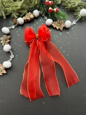 Plaukų kaspinas segtukas šventinis raudonas