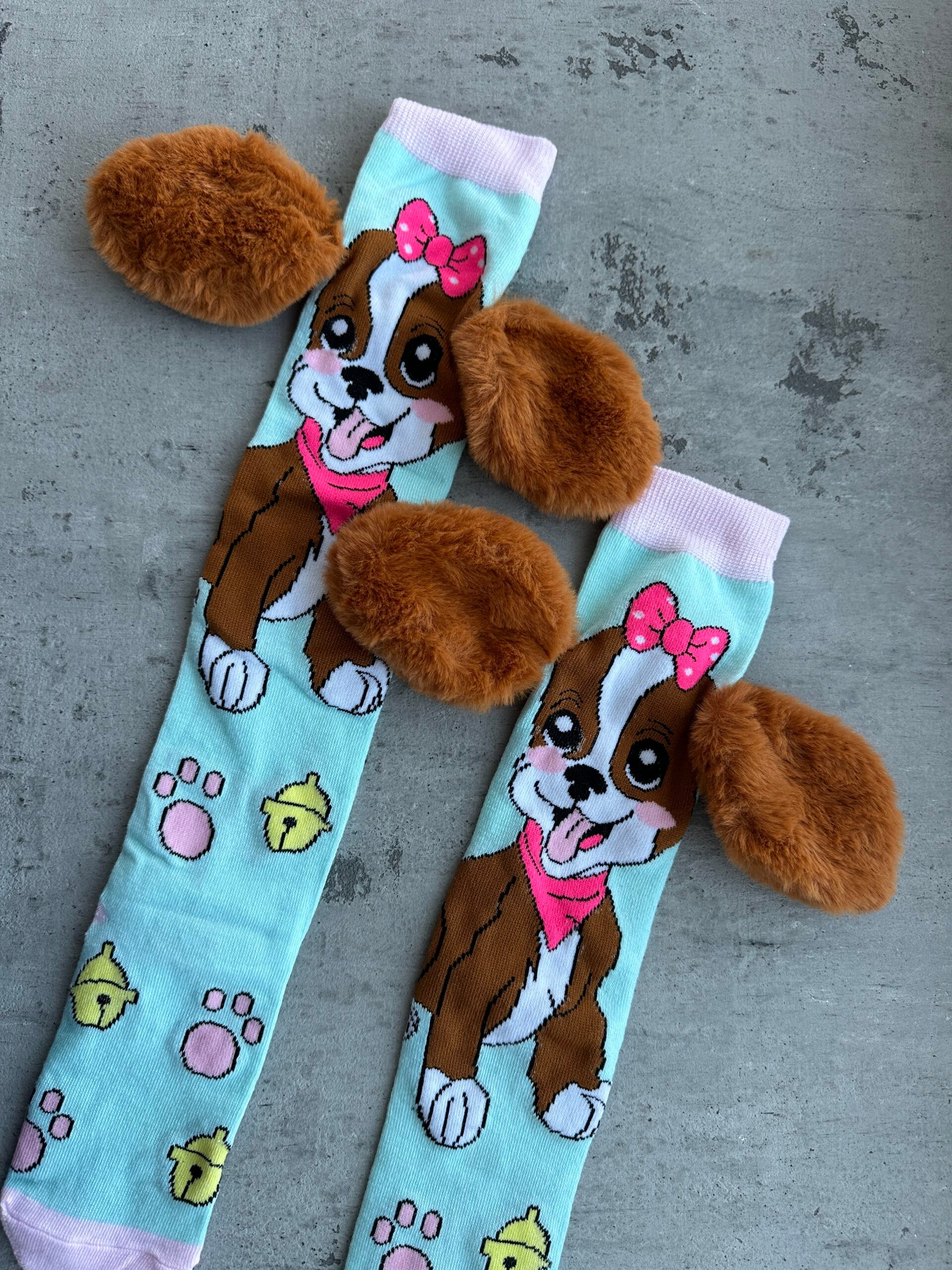Vaikiškos kojinės su šuniuko ausytėmis