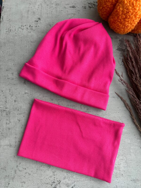 Kepurė ir mova rinkinys fuksija