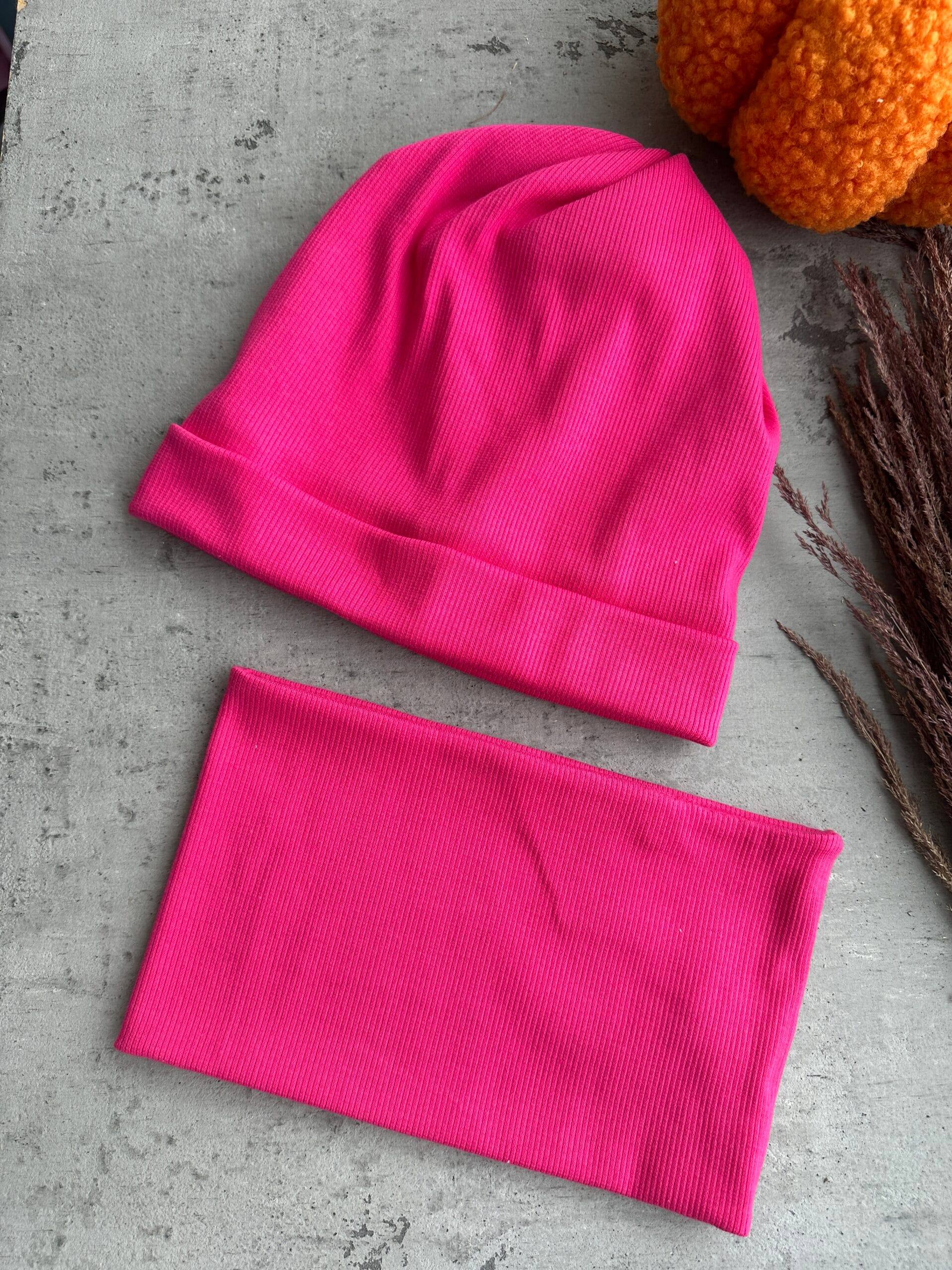 Kepurė ir mova rinkinys fuksija