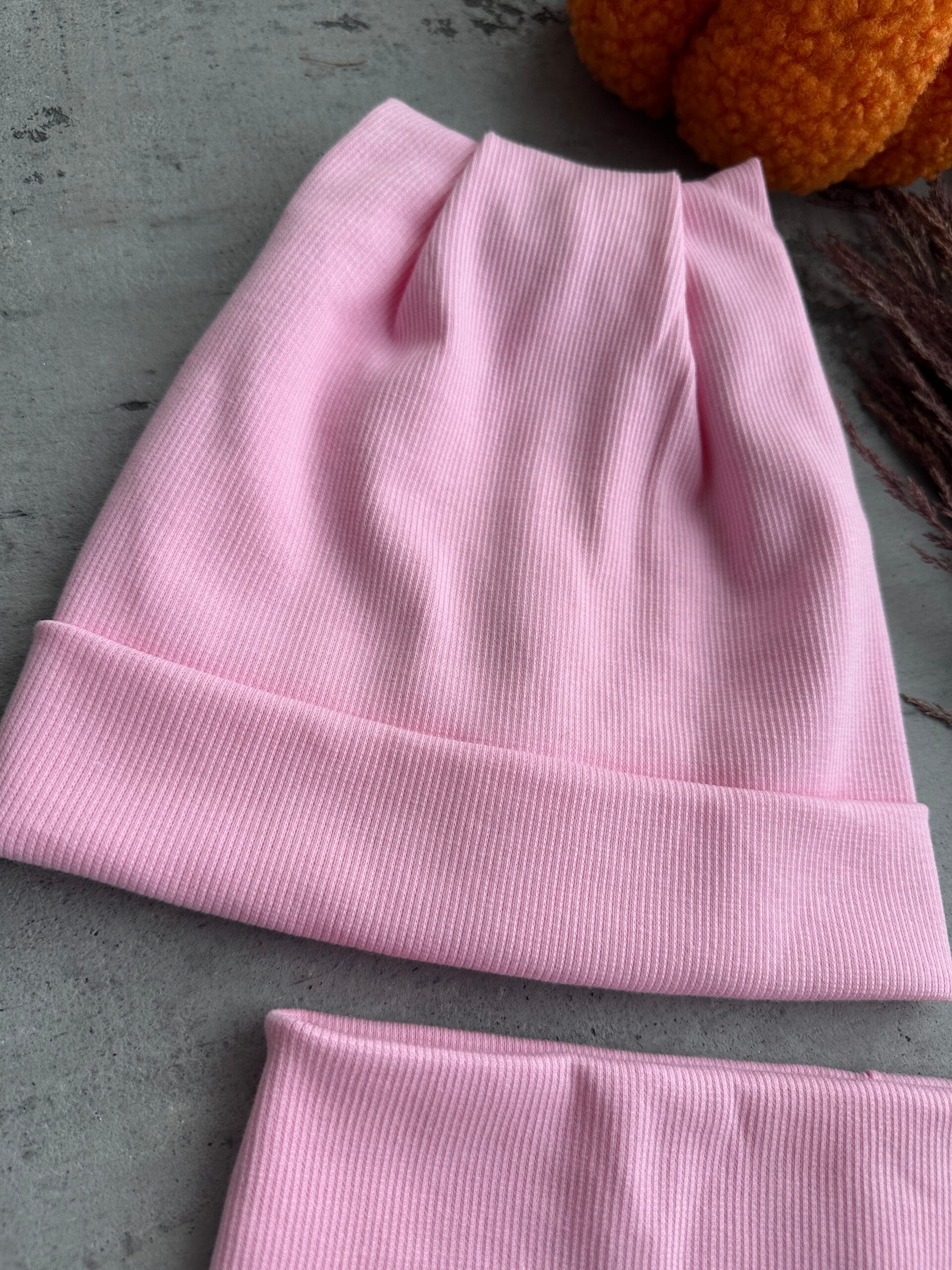 Kepurė ir mova rinkinys – rožinės spalvos vaikams - Image 4