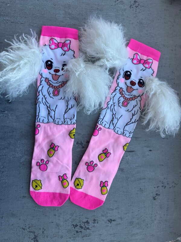 Stilingos ilgos kojinės su šuniukais